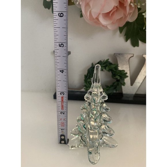Vintage ROC Clear Crystal Green Ribbon Christmas Tree or Paperweight 4.5" Taiwan - Picture 10 of 16